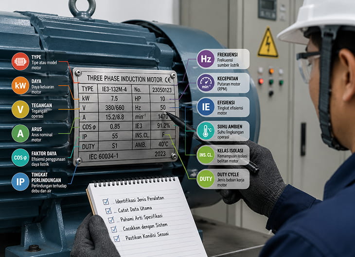 Cara Baca Nameplate di Peralatan Listrik Industri